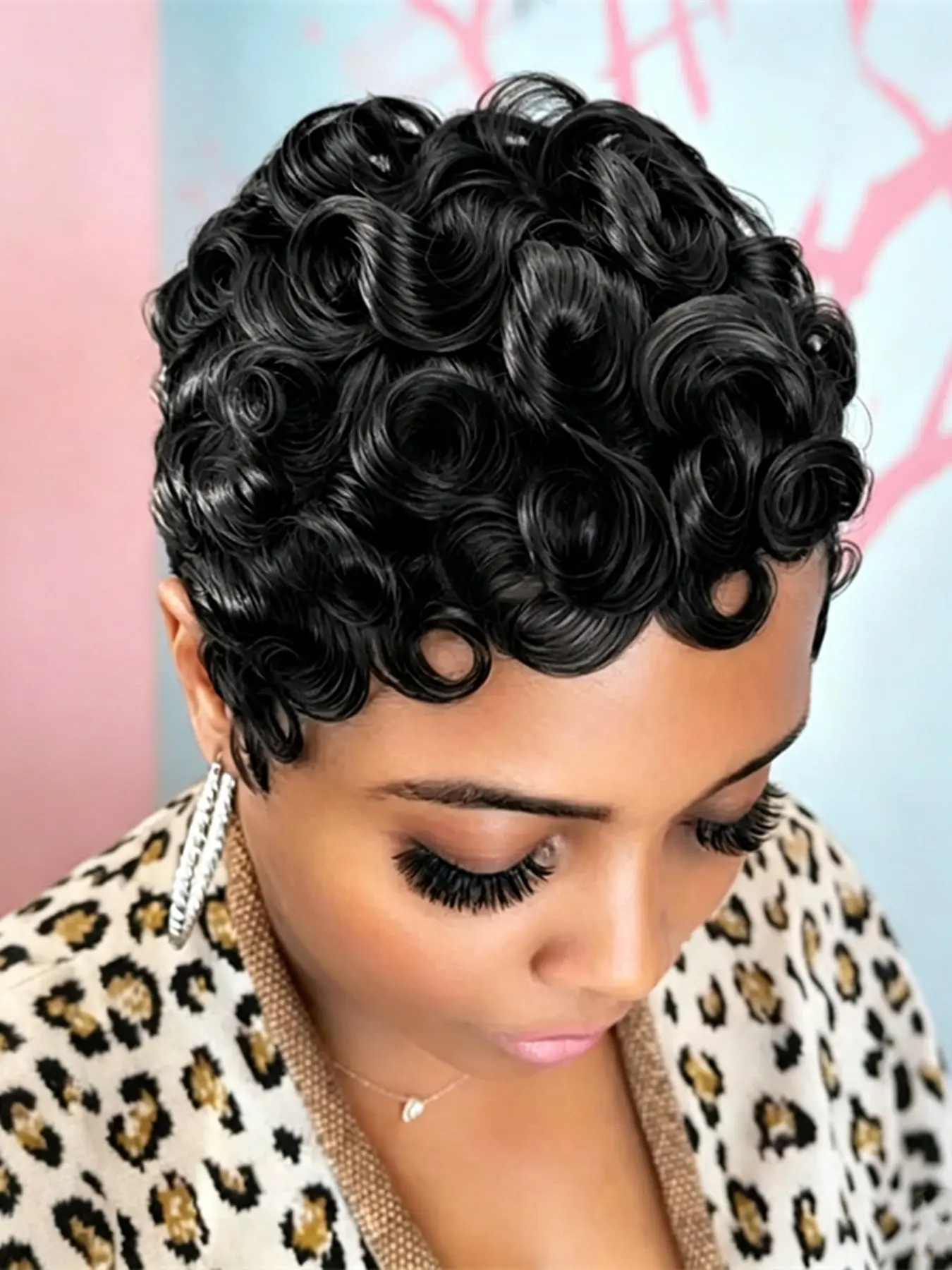 Short Curly Pixie Cut Wig, Wig, Pixie Cut Wig, Human Hair Wig for Women, Daily Party Cosplay Use, Curly Wigs
