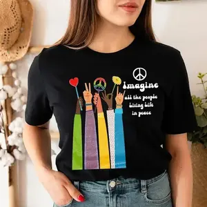 Imagine All The People Living Life In Peace T-Shirt/Sweatshirt, Retro Style Shirt, Unisex Fit Pullover, Hippie Vibes, Gift for Friends - HARSIN