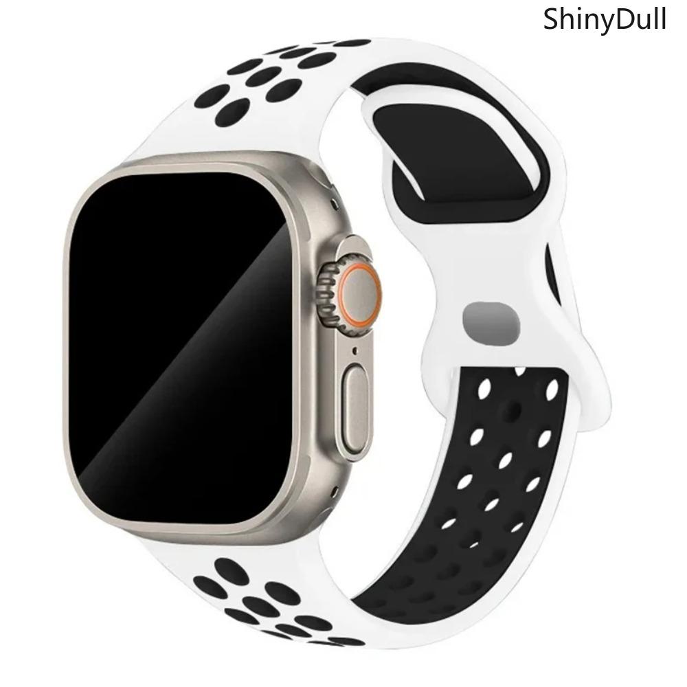 Apple Watch Band Sport Silicone Strap, Breathable Soft Replacement Band Compatible with 38mm–49mm Series 3 4 5 6 7 8 9 SE Ultra, Sweatproof Wristband for Workout, Running and Daily Wear