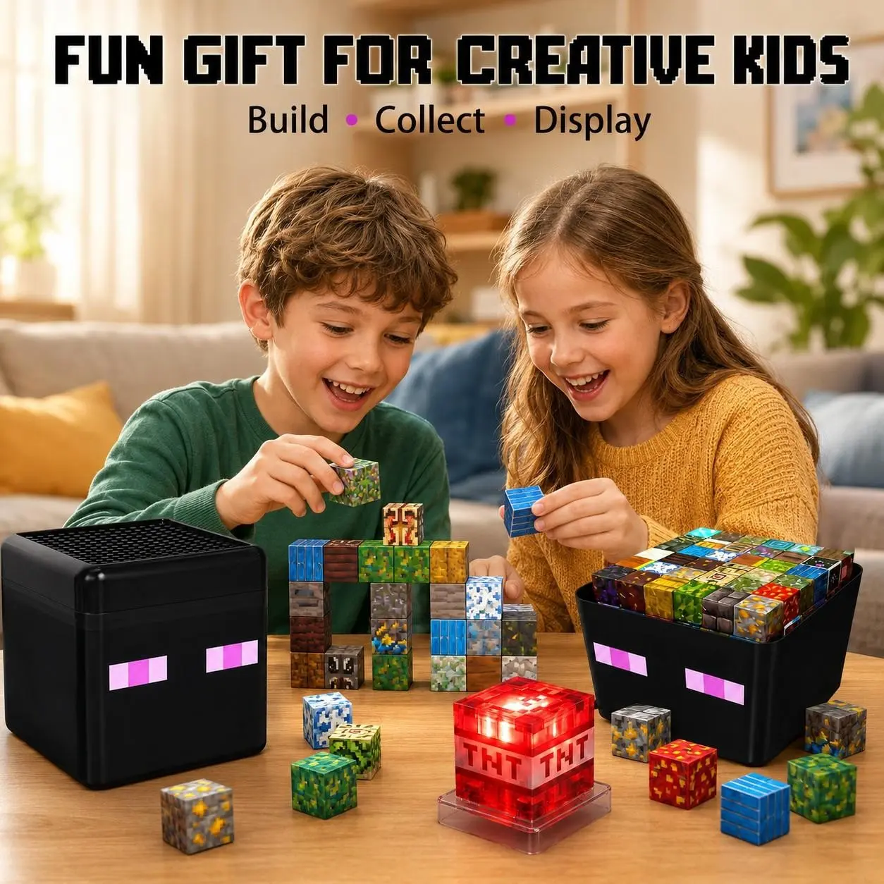 Glow Magnetic Tiles Building Playset with Storage Box, 100/150/200 Pcs Multi-Size STEM Montessori Sensory Toy for Toddlers 3+, 3D Construction Blocks Cultivating Spatial Thinking, Christmas Birthday Gifts for Boys & Girls