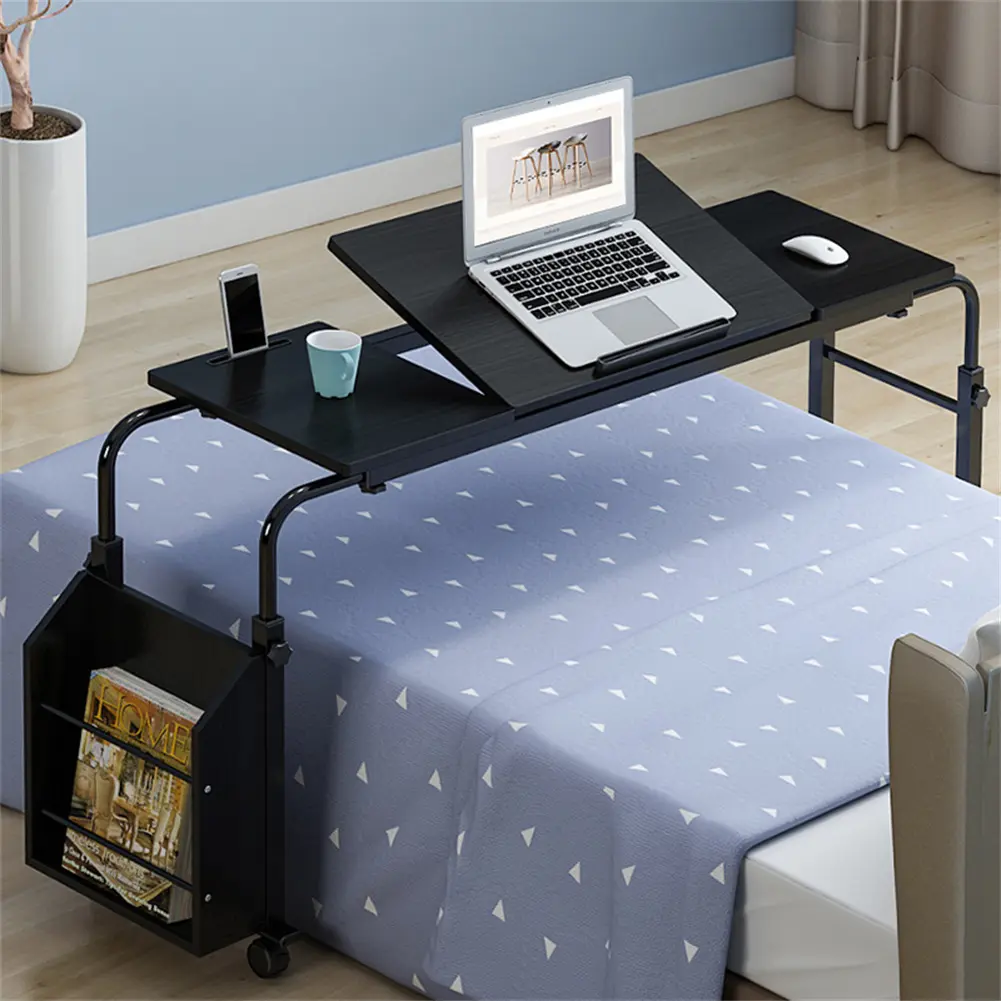 Adjustable Folding Overbed Laptop Desk with Wheels – Sturdy Portable Standing Desk – Tiltable Surface, Height 24"-35", 350 lbs Capacity – Ideal for Home, Office, Hospital, School