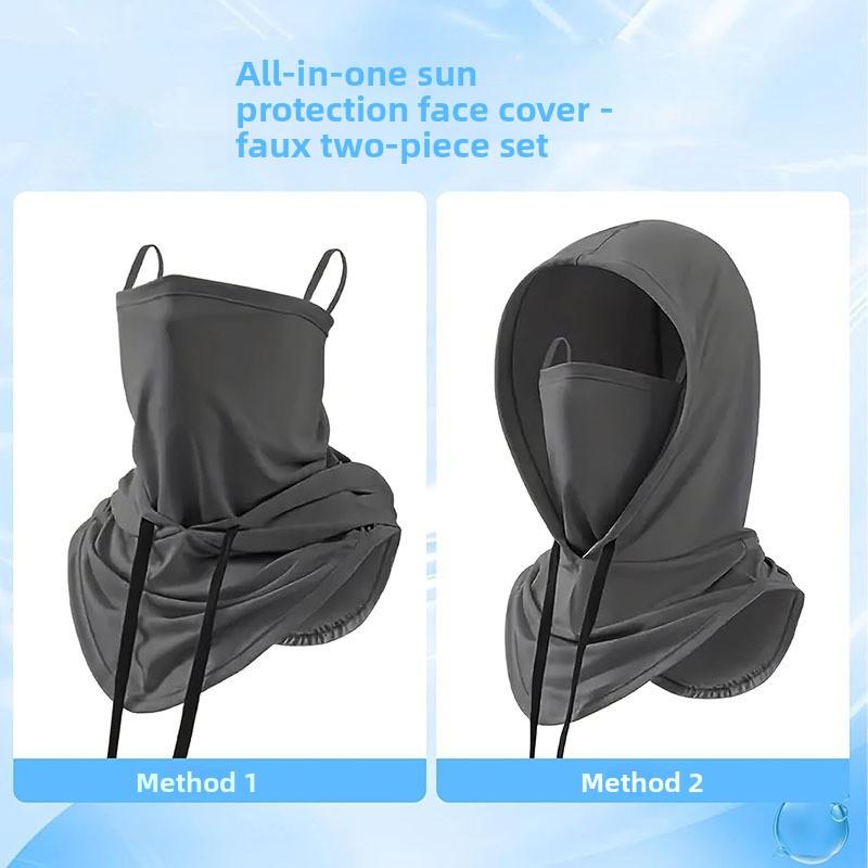 Outdoor riding sunscreen headgear full face cover removable sunscreen mask thin summer ice silk motorcycle sunscreen cap