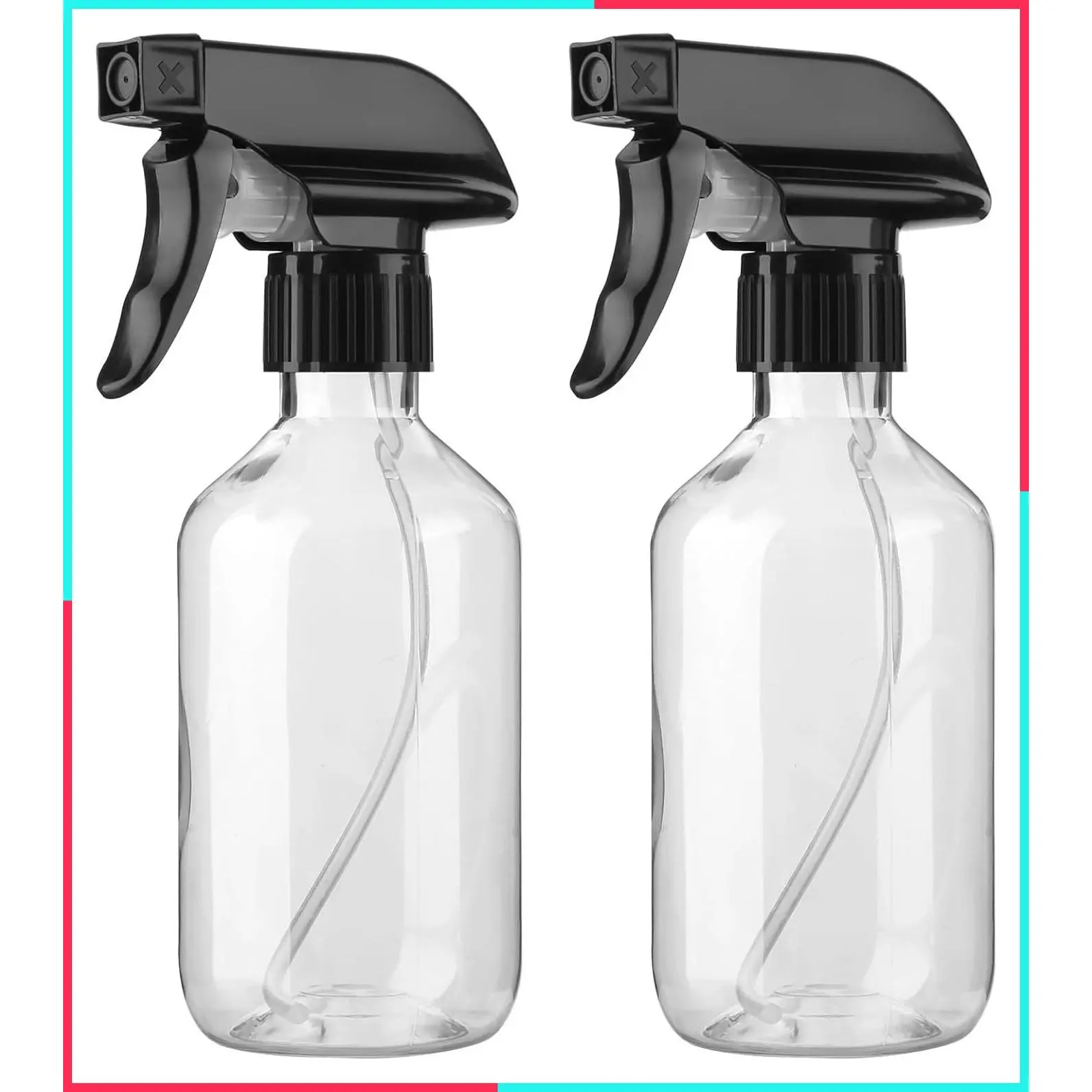 2 Pack 300ml Leakproof Spray Bottles with Adjustable Nozzle (Mist/Jet), Refillable PET Plastic, BPA-Free No-Spill Design for Hair, Cleaning, Plants, Travel - Salon & Home Essentials, Clear