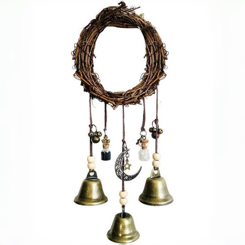 Vintage Witch Bell Hanging Decor, 1 Count Boho Style Wall Hanging Bell with Tassel & Pendant, Wall Decor for Home Living Room Bedroom