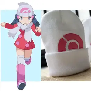 Poke Hikari Dawn Cosplay Embroidered Knitted Cap Cartoon Woolen Cap Hat Halloween Costume Accessory Prop