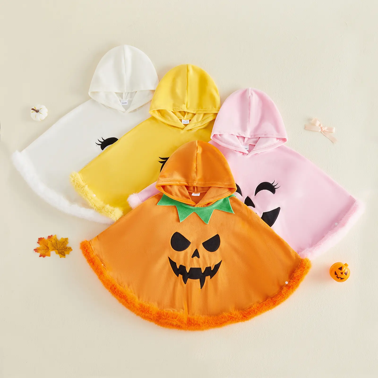 Canrulo Toddler Baby Little Boy Girl Halloween Clothes Cute Pumpkin Cloak Hooded Cape Poncho Party Cosplay Costume 2-6 Years