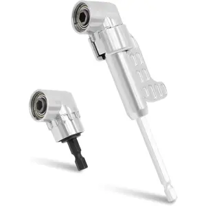 105  Right Angle Drill Adapter Set, 2025 Upgrade 1/4" Short & Long Hex Shank Driver Angle Extension Kit for  & Drill(Silvery)