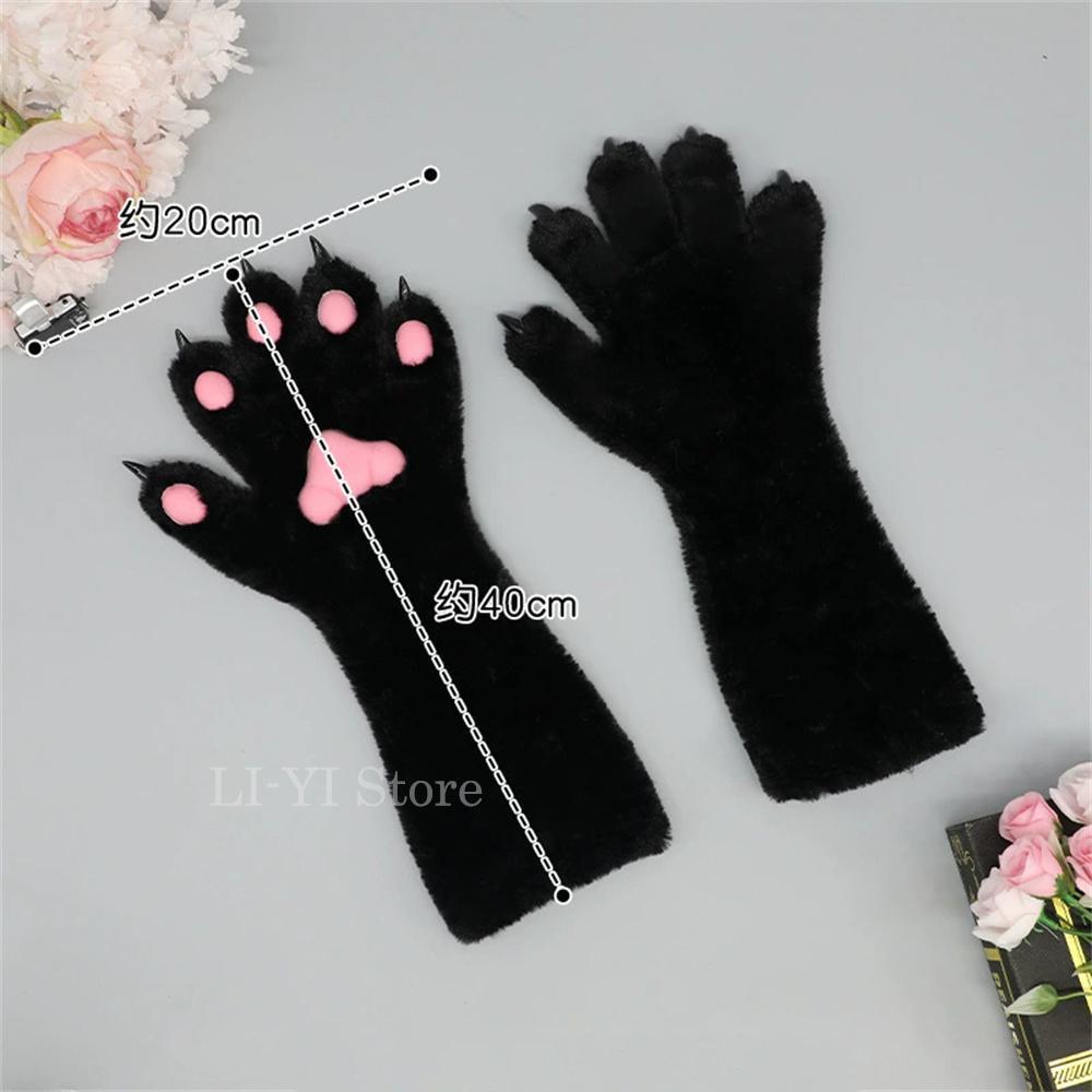 6 Colors Girls Women Cat Paws Gloves Anime Plush Cosplay Accessories Comic-con Stage Show Party Fursuit Mittens Furry Kig Claw