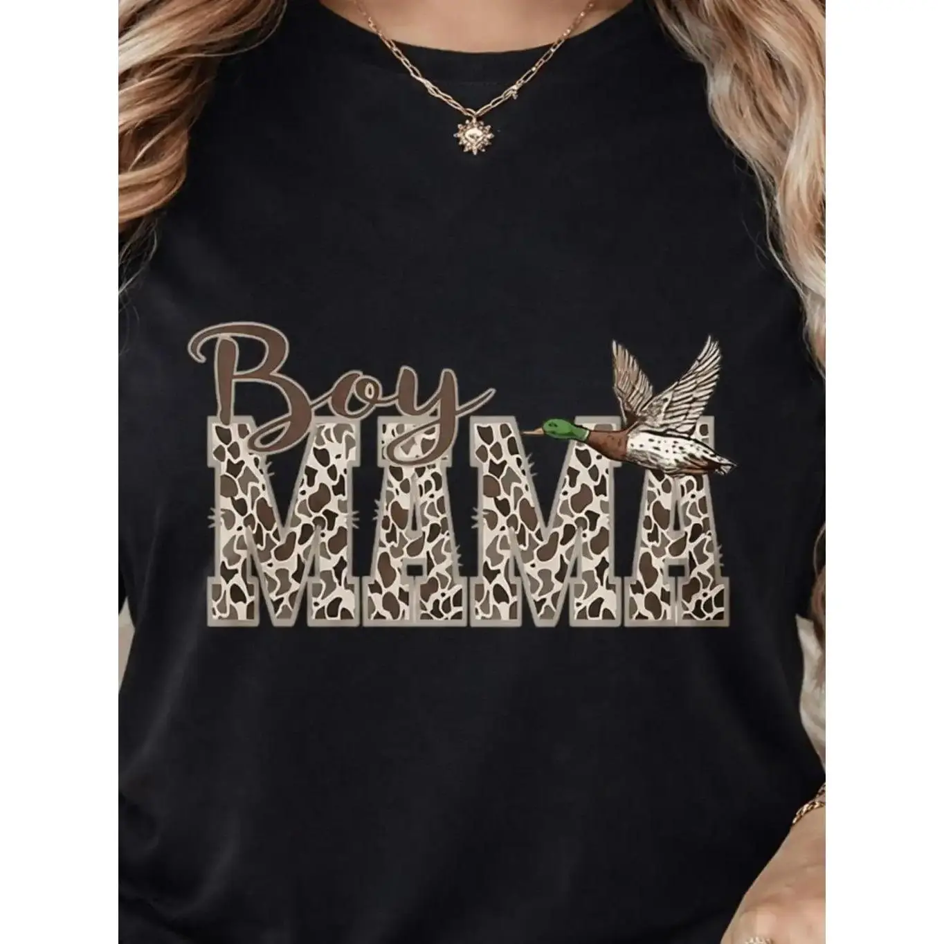 Boy Mama Graphic T Shirt for Moms 100% Cotton Leopard Print Crew Neck Short Sleeve Casual Top Machine Washable Mother Day Gift All Over Print Round Neck Soft Comfortable Everyday Wear