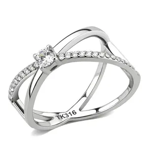 High-Quality Stainless Steel Ring Featuring Clear AAA Grade CZ