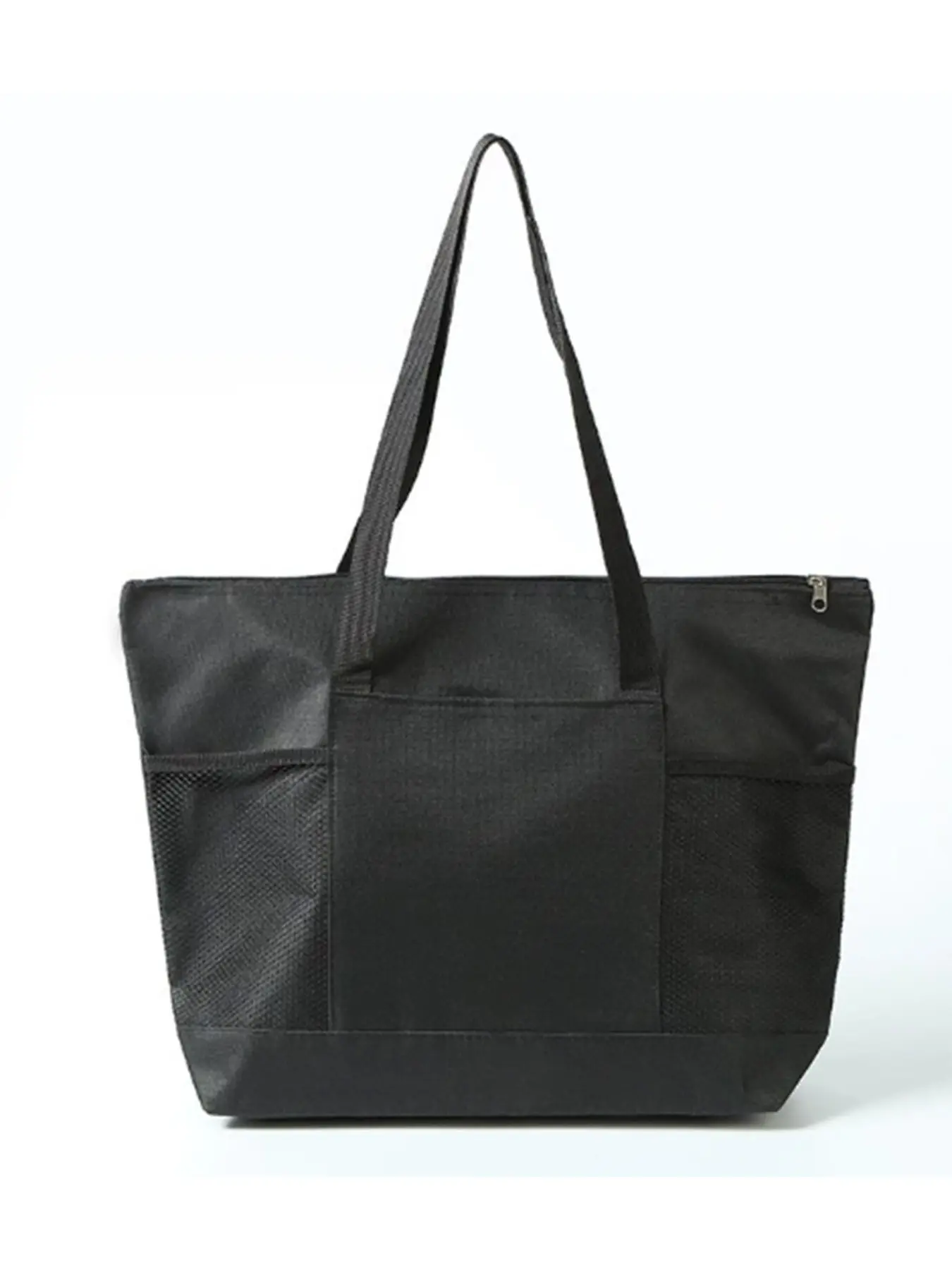 1pc Zipper Handbag, 600D Polyester Fabric, 29.5 Inch Shoulder Strap, Zippered Compartment, Pen Ring Front Pocket, Side Mesh Bag