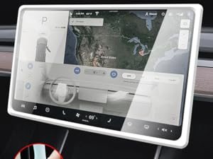 THE WELL KEPT Screen Edge Protector Frame Compatible with Tesla Model 3/Y Interior Accessories 2017-2024 Silicone Center Console Bumper Decor Protection Skin Friendly Red