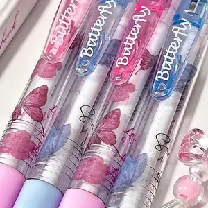 Butterfly Themed Gel Pen Set, 4 Counts 0.5mm Fine Tip Ink Retractable Smooth Writing Pen, Writing Pen for Students and Writers
