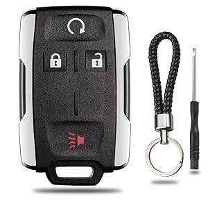 WOAOW Automotive 4-Button Keyless Entry Remote Key Fob Shell Replacement - TikTok-Fulfilled 3-Day Fast Shipping - Fits Chevy Silverado/Colorado, GMC Sierra 1500/2500/3500 HD/Canyon (2014-2021) - OEM Part M3N-32337100, Chevy/Gmc, Abs+Zinc