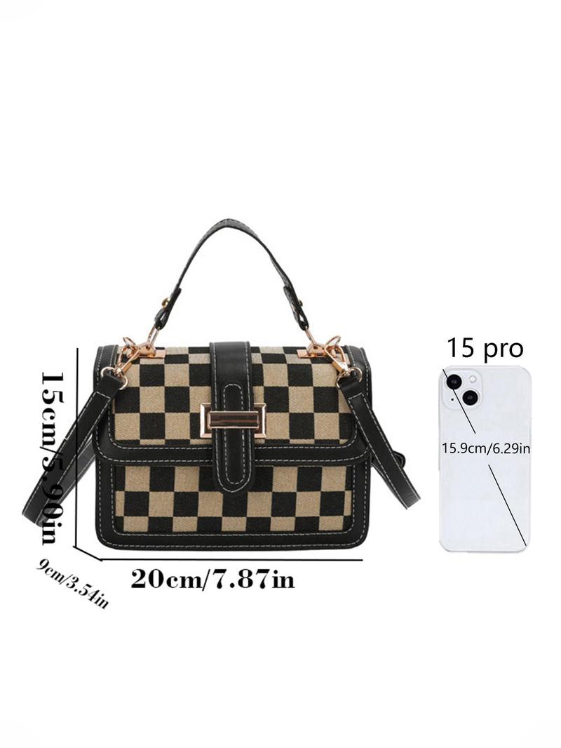 Women's Fashionable Plaid Pattern Crossbody Bag, Casual PU Leather Shoulder Bag for Daily Used, Trendy Versatile High-quality Daily Commuting Bag, Unique Bags, Handbag Sling Bag, Fashionable Patterned Bag