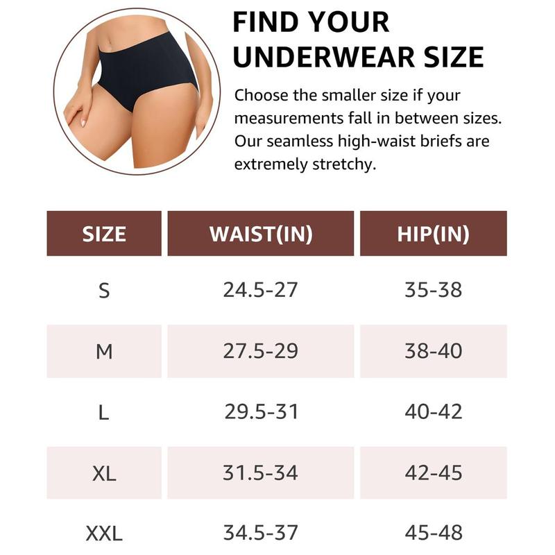 LEVAO High Waisted Underwear for Women Comfortable Seamless No Show Full Coverage Briefs Stretchy Invisible Panties 6 Pack S-XXL