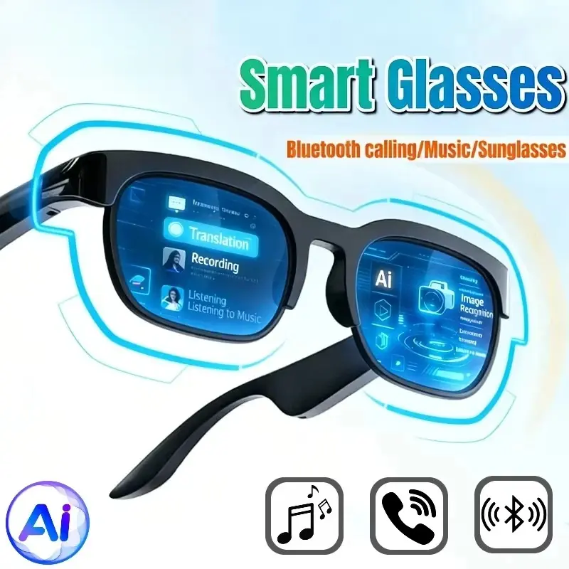 2026 New GS13 AI Smart Glasses - Wearable Smart Sunglasses with AI Translation, Bluetooth Conversation Recording, Music Playback for Men/Women