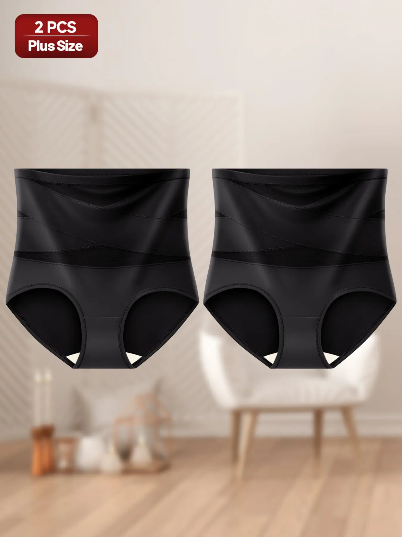 2-Pack High Waisted Underwear Soft Touch Mesh Panties for Women's Daily Routine, Casual Plain Surface, All Seasons Comfort