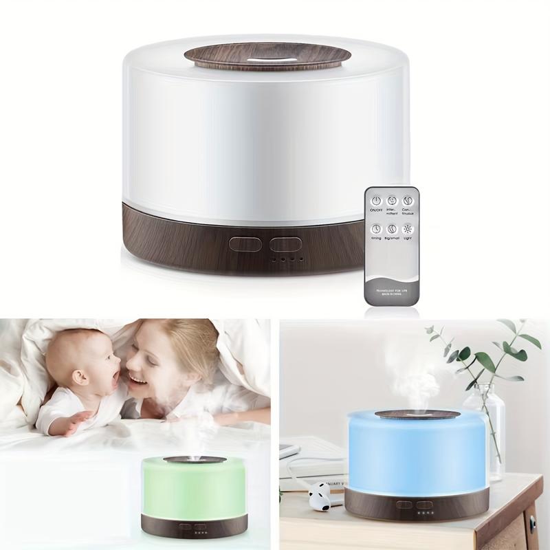 【6 Oils Included】500ml Ultrasonic Essential Oil Diffuser - Remote Control Wood Humidifier with 7 LED Mood Lights air  purifier essential oil aroma diffuser d is ff user aroma diffuser humidifier aromatherapy oil Color-Changing Humidifier and Diffuser