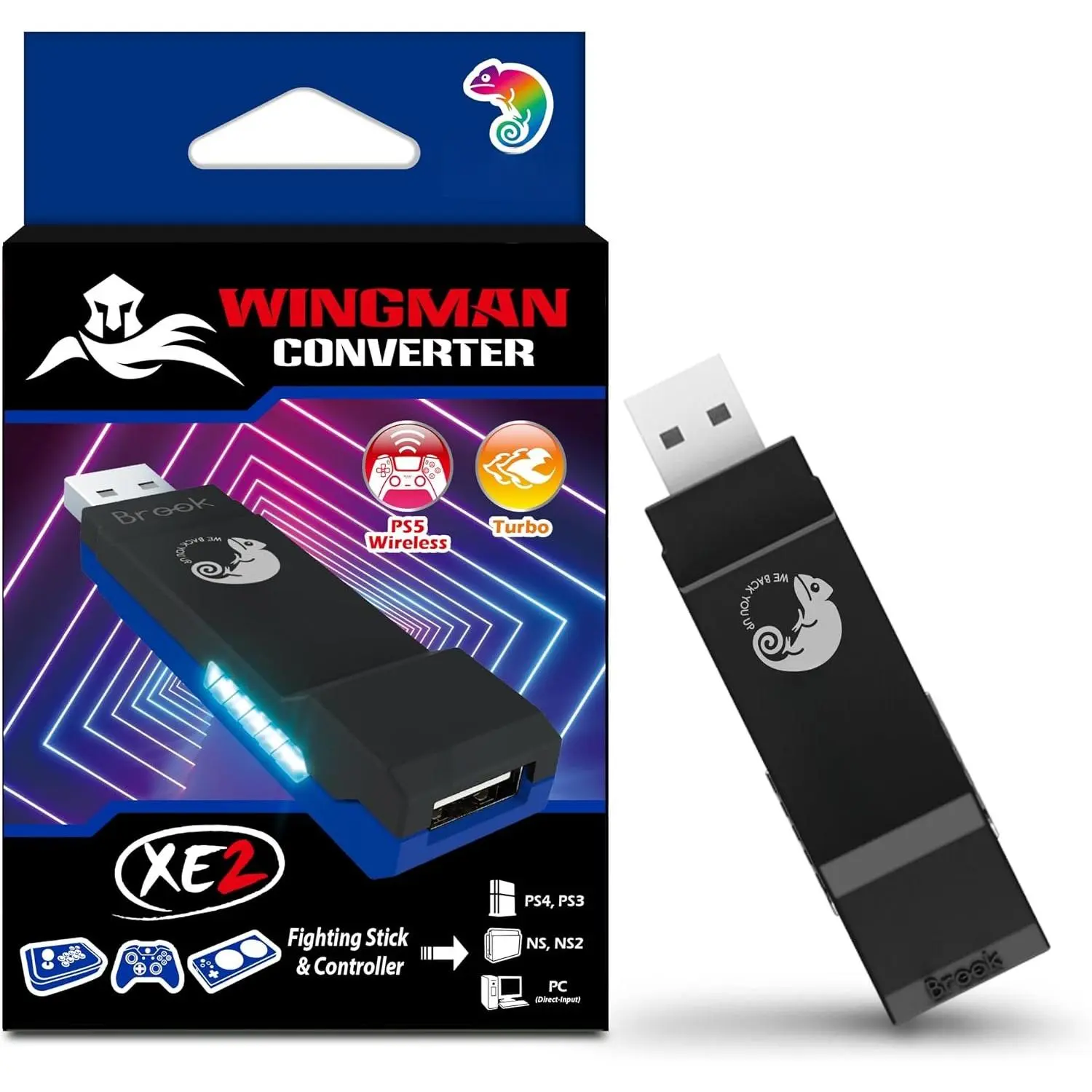 Wingman XE 2 Converter - Two in   Controller Adapter for PS, NS, NS 2 Consoles, and PC, Supports Remap and Adjustable Turbo