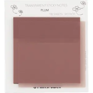 100 Sheets Transparent Sticky Notes, 3X3 Inch, Pastel Translucent Annotating Sticky Notes for Books,  Study, Reading, Office School Supplies (Plum)
