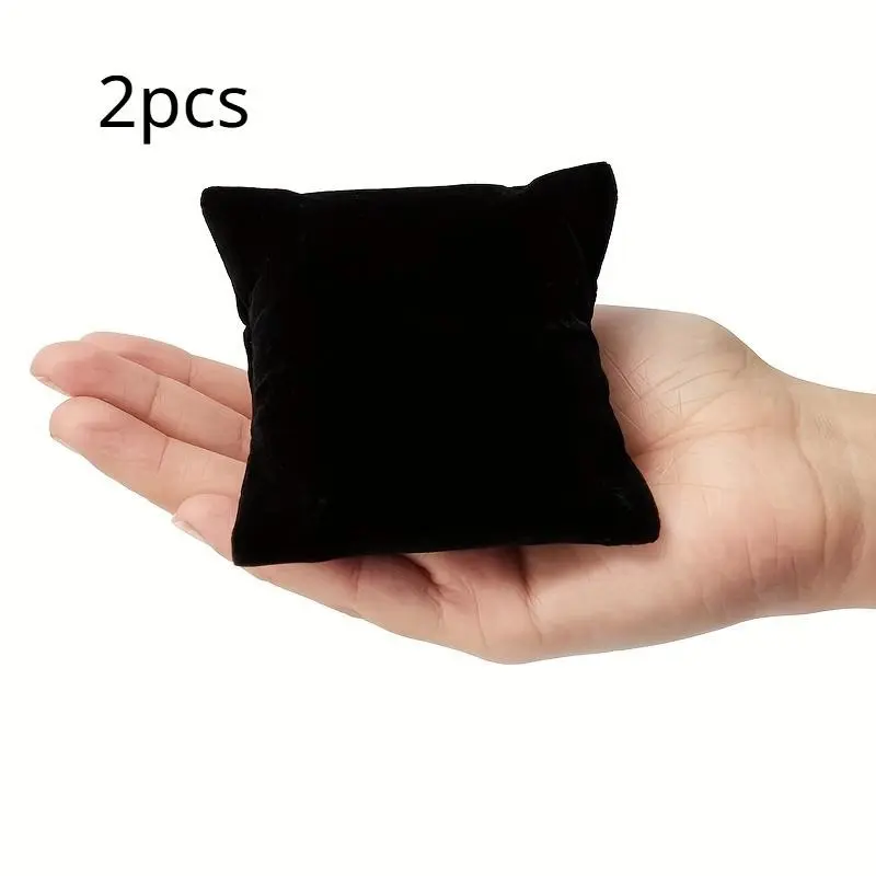 2pcs/set Black Flannelette Bracelet Cushion Pillow Small Cotton Pillow Holder Watch Display Pillow Fixed Pillow Insert Pillow Core, for Watch and Bangle, Jewelry Display