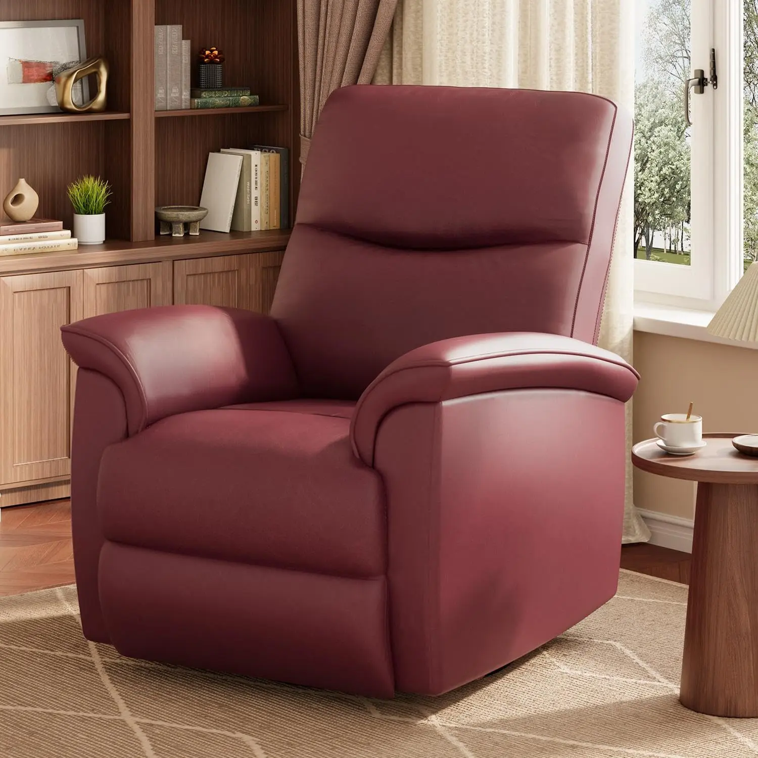 Power Recliner Chair - Electric 270° Swivel Wide PU Leather Reclining Armchair, Rocker Glider Single Sofa Chair for Living Room, Nursery