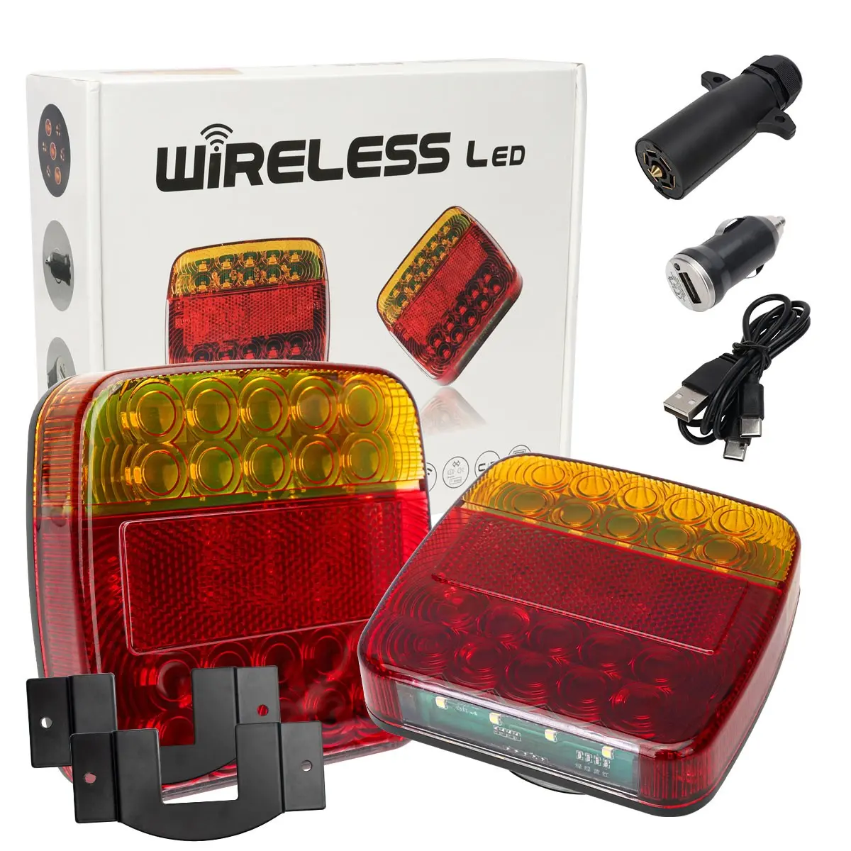 Wireless Trailer Light, Magnetic Tail Light, Warning Illumination, Turn Signal LED, Light, Easy Installation, Bright, for Trucks, Cars, Atvs, Forklifts