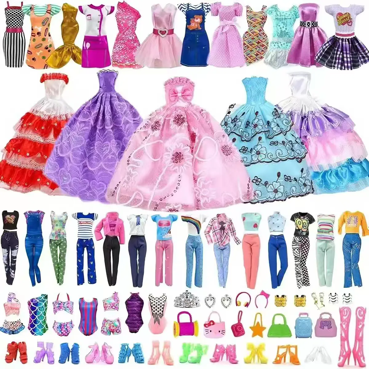 Mini Doll Clothing Set Fit 11.5 Inch Fashion Doll, Mix & Match Outfits Doll Fashion Accessories Kids Pretend Play Toy