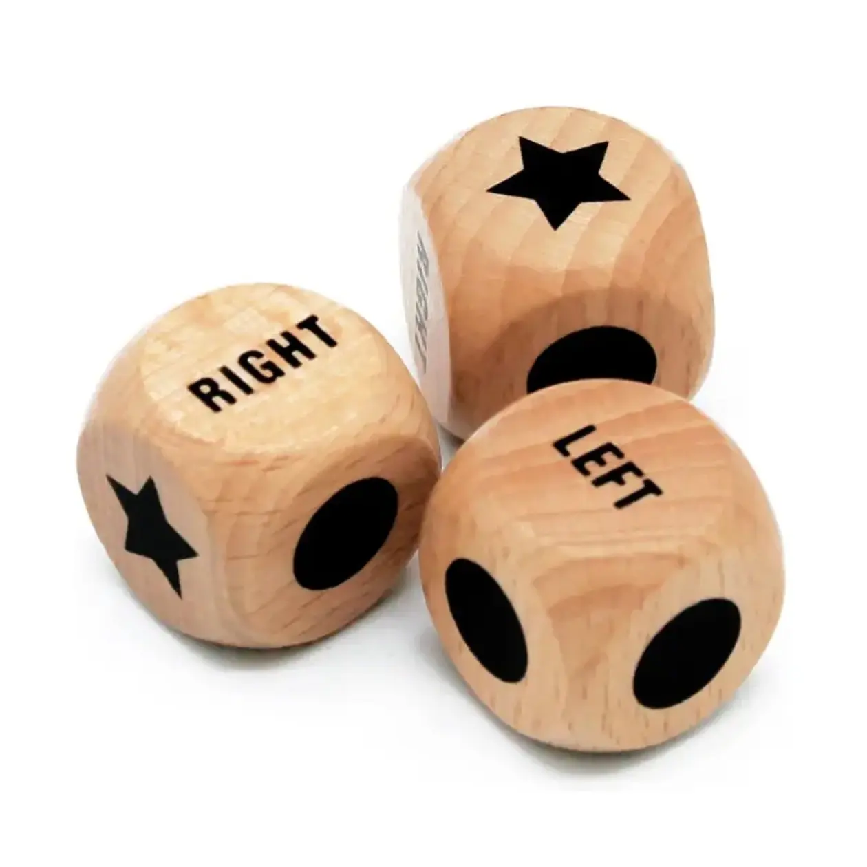 High-Quality Birch Wood Dice 25mm Right Left 16mm Left Center Right Pentagon Circle, Home Party Supplies, Festival Party Essentials