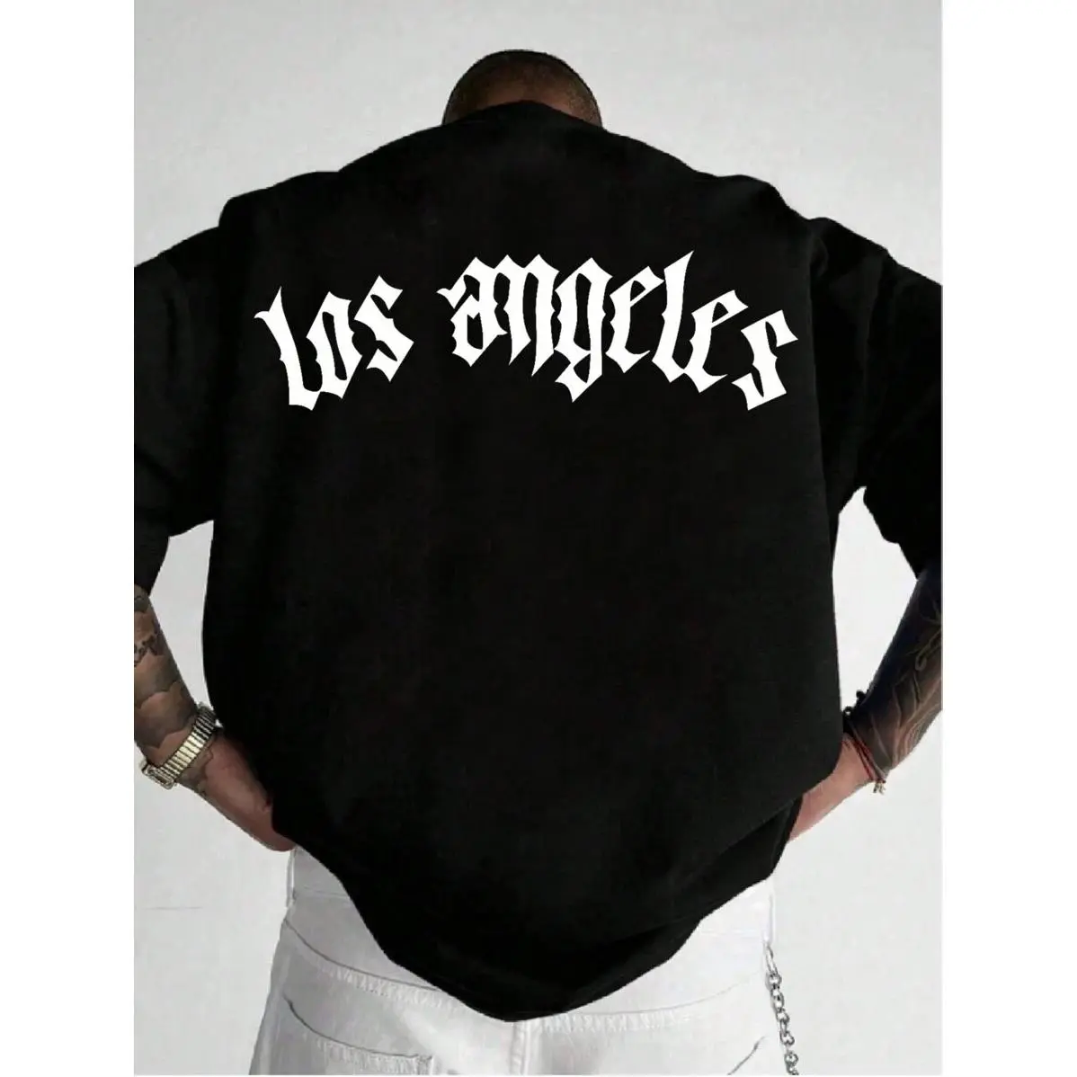 Men's Plus Size Casual Short-Sleeve Sports T-Shirt with English Text Print, Emo Style
