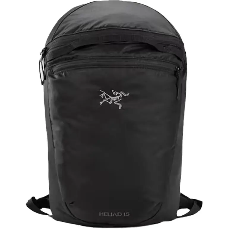 Arc'teryx Heliad 15L Backpack for Men and Women – Embroidered Logo, Outdoor Hiking and Camping Style, Black Nylon