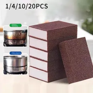 1-20Pcs Carborundum Rust Eraser Sponge, Heavy-Duty Descaling Cleaning Brush for Home Cooktop Pots & Kitchen Tools, Non-Scratch Scoure