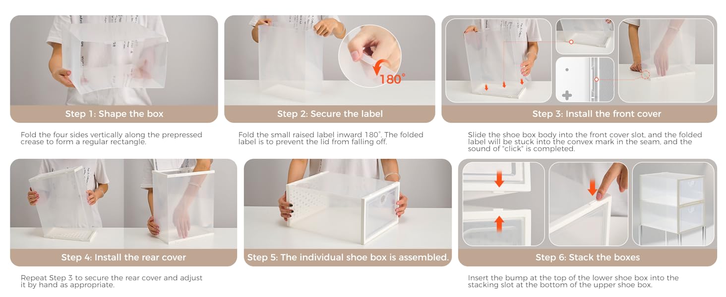 15-Pack Extra Large Shoe Storage Boxes Suitable for Size 12, Shoe Organizer for Wardrobe Transparent Plastic Stackable Shoe Display Boxes Storage Bins Suitable for Sneaker Enthusiasts Sneaker Storage Boxes White