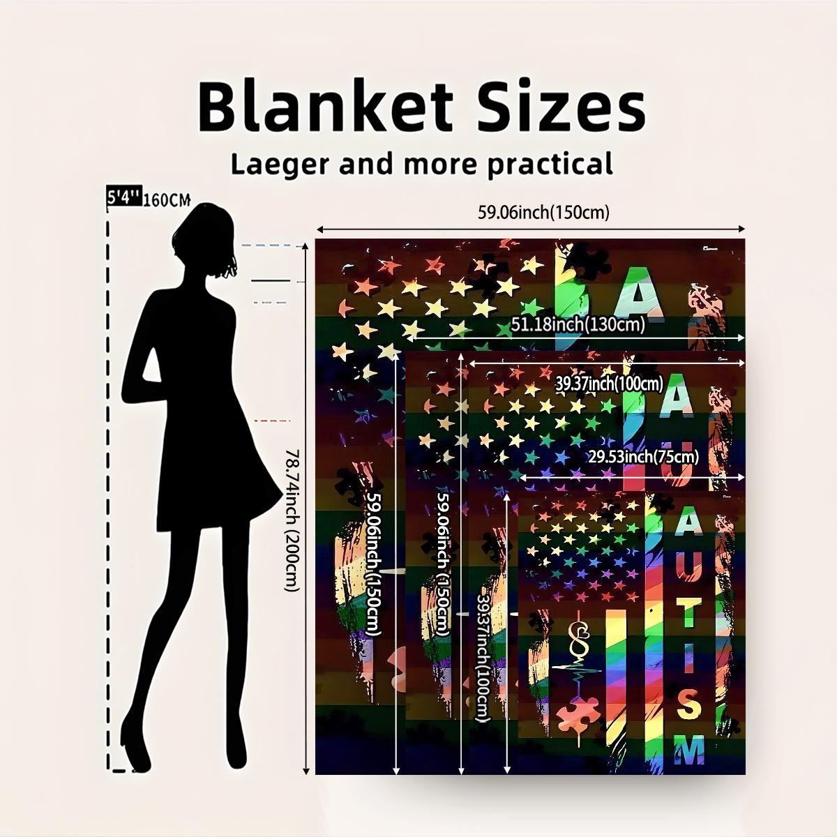 Autism Awareness Themed Blanket, Soft Comfortable Warm Throw Blanket, Air-conditioned Room Blanket, Napping Blanket for Home Sofa Office Travel