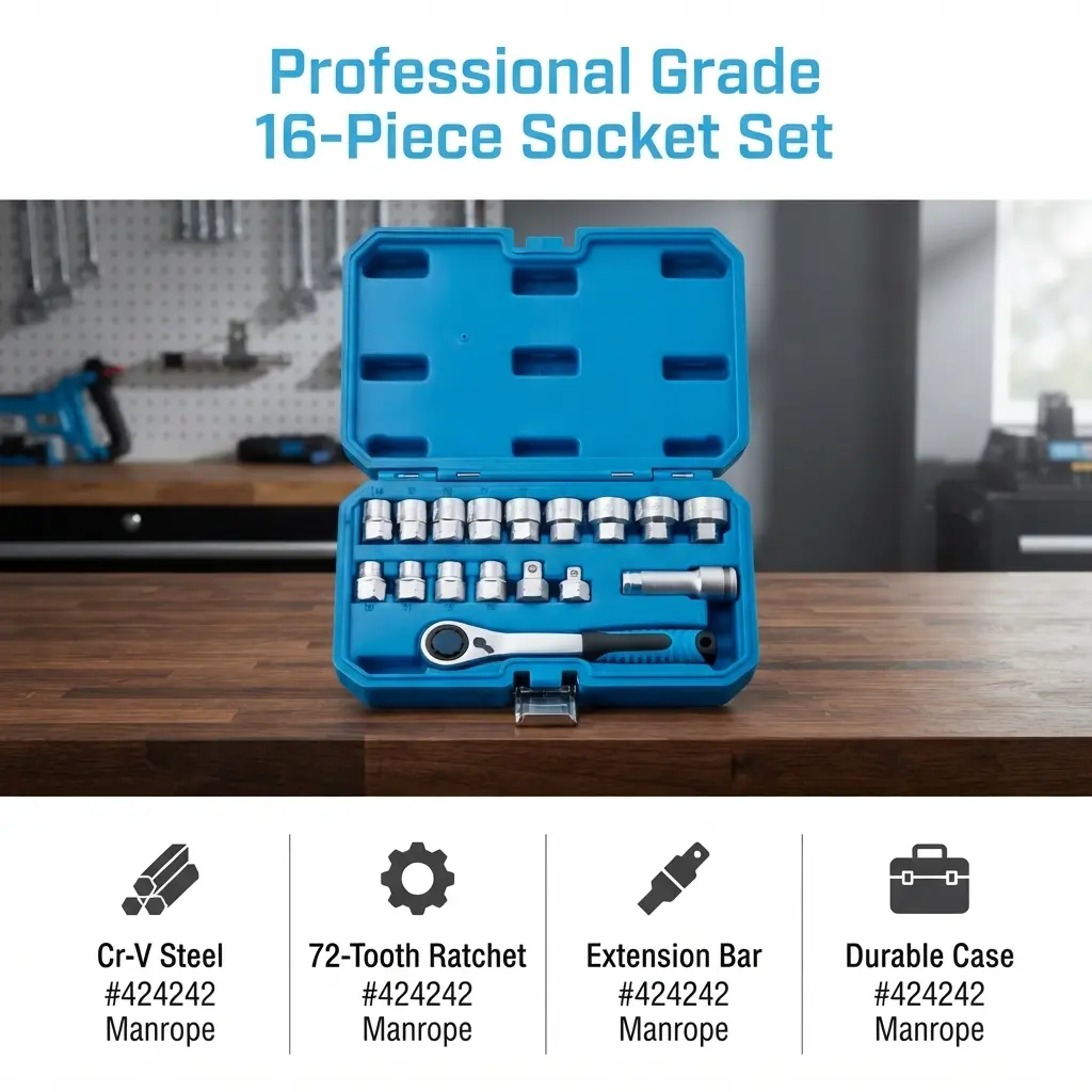 17-Piece Pass Through Socket Set, Metric 10–24mm Hollow Ratchet Socket Kit, Professional Hand Tools for Automotive Repair & Machine Maintenance, Ideal Father's Day Gift#AutoTools#MechanicTools