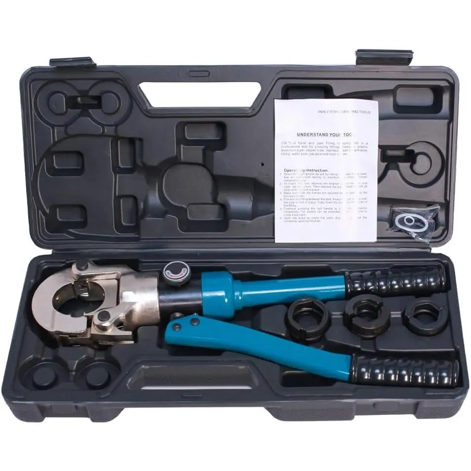 Hydraulic Copper Tube Crimping Tool, Copper Pipe Fittings Crimping Plumbing Tools,  Plumbing Pressing Tool, with 1/2", 3/4" and 1"