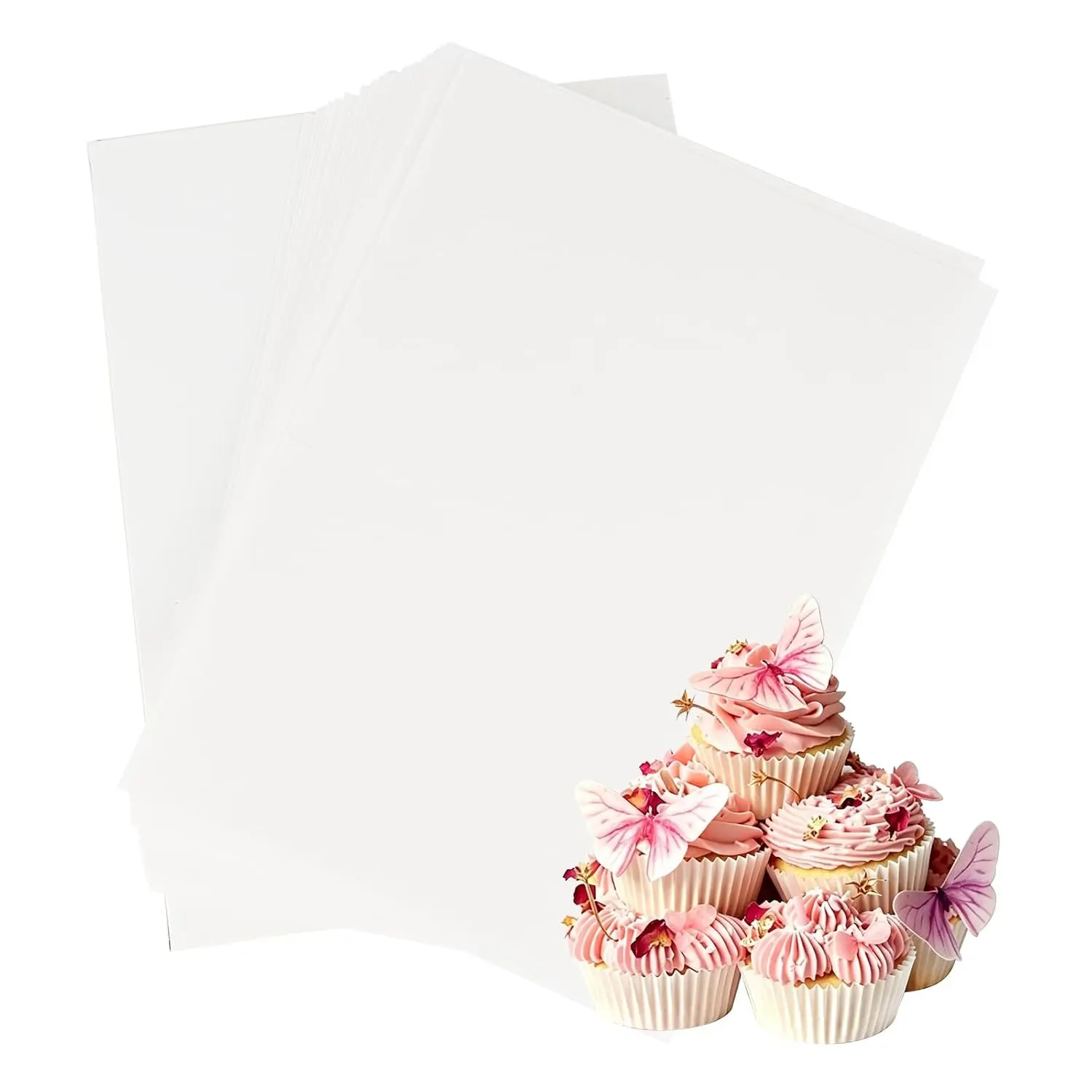Wafer Paper 25pcs 8.3" x 11.7", Edible Wafer Sheets for Edible Printer | A4 Size Wafer Paper Edible Sheets, Edible Paper for Cakes, Cupcake Cookies Decoration, 0.3mm