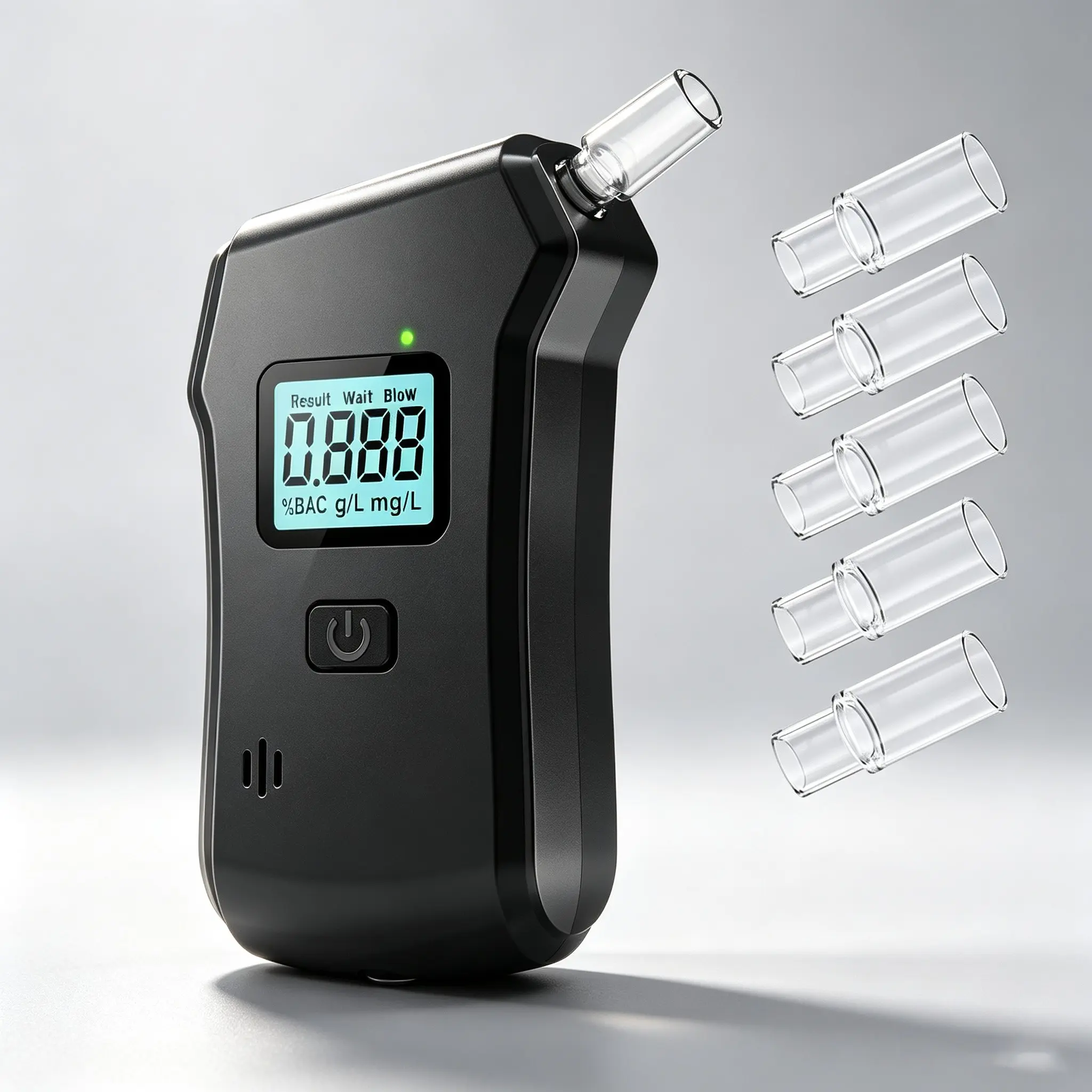 Portable Breath Alcohol Tester Kit with 5 Mouthpieces, Digital LCD Display, Compact Personal Alcohol Detector for Drivers, Parties, Travel, Home Use
