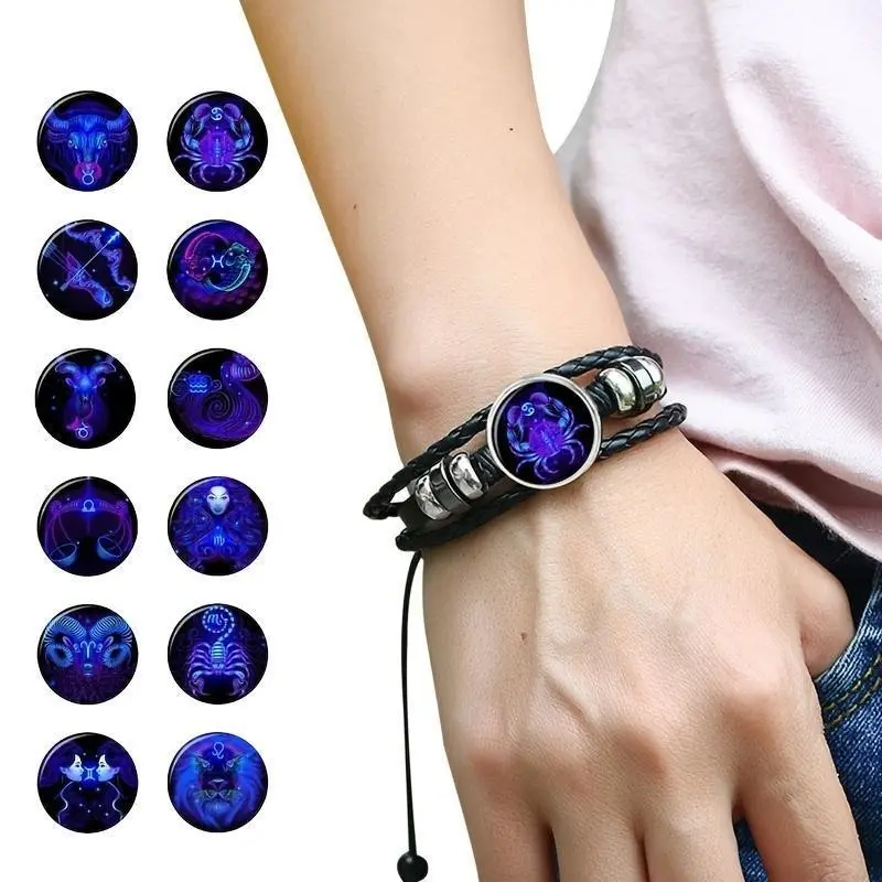 1pc 12 Constellation Luminous Multi-layer Woven Bracelet for Men and Women