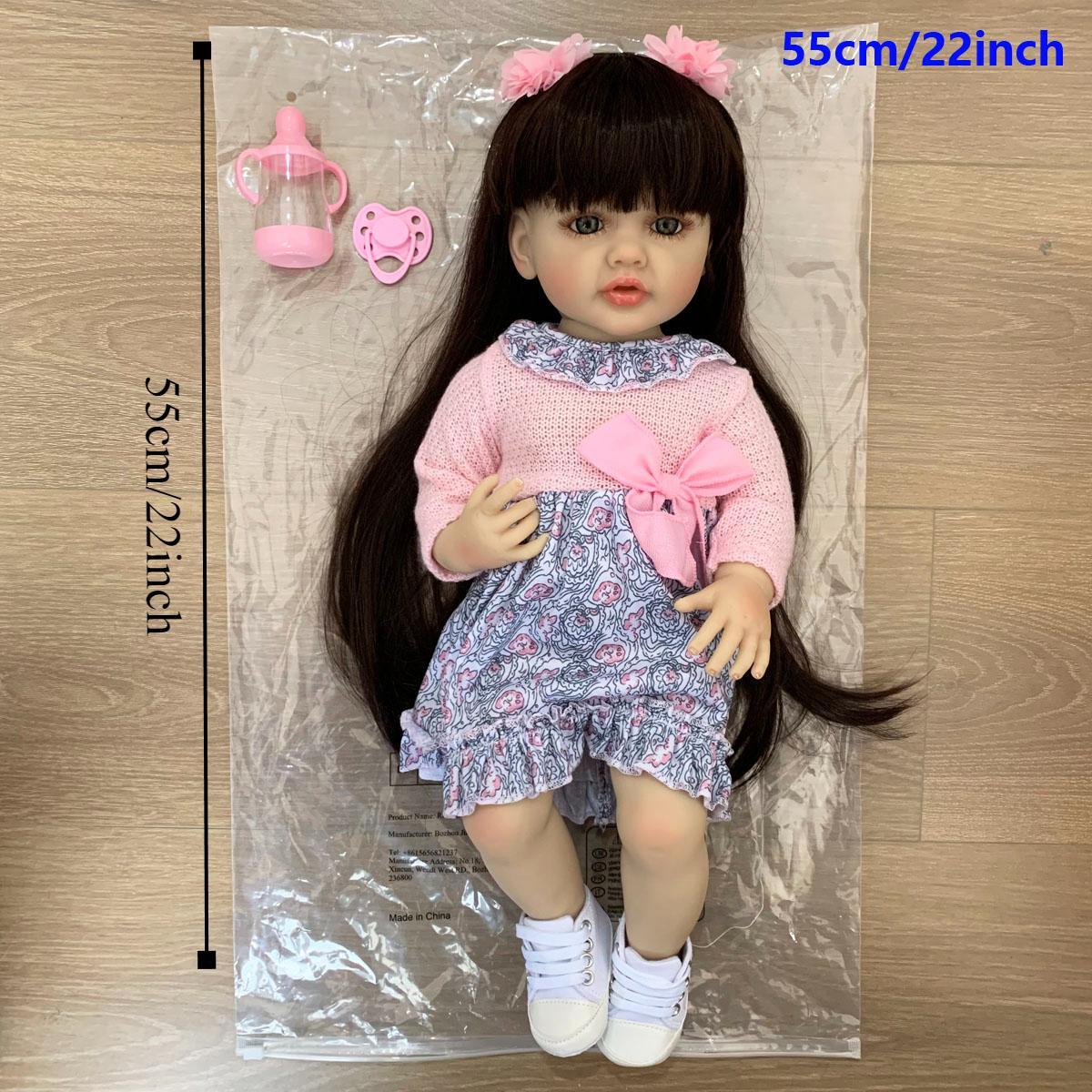 22 Inch Life-like Reborn Teenager Doll, Soft Silicone Realistic Teenager Girl Doll, Ideal Dolls Toy for Birthday Gift