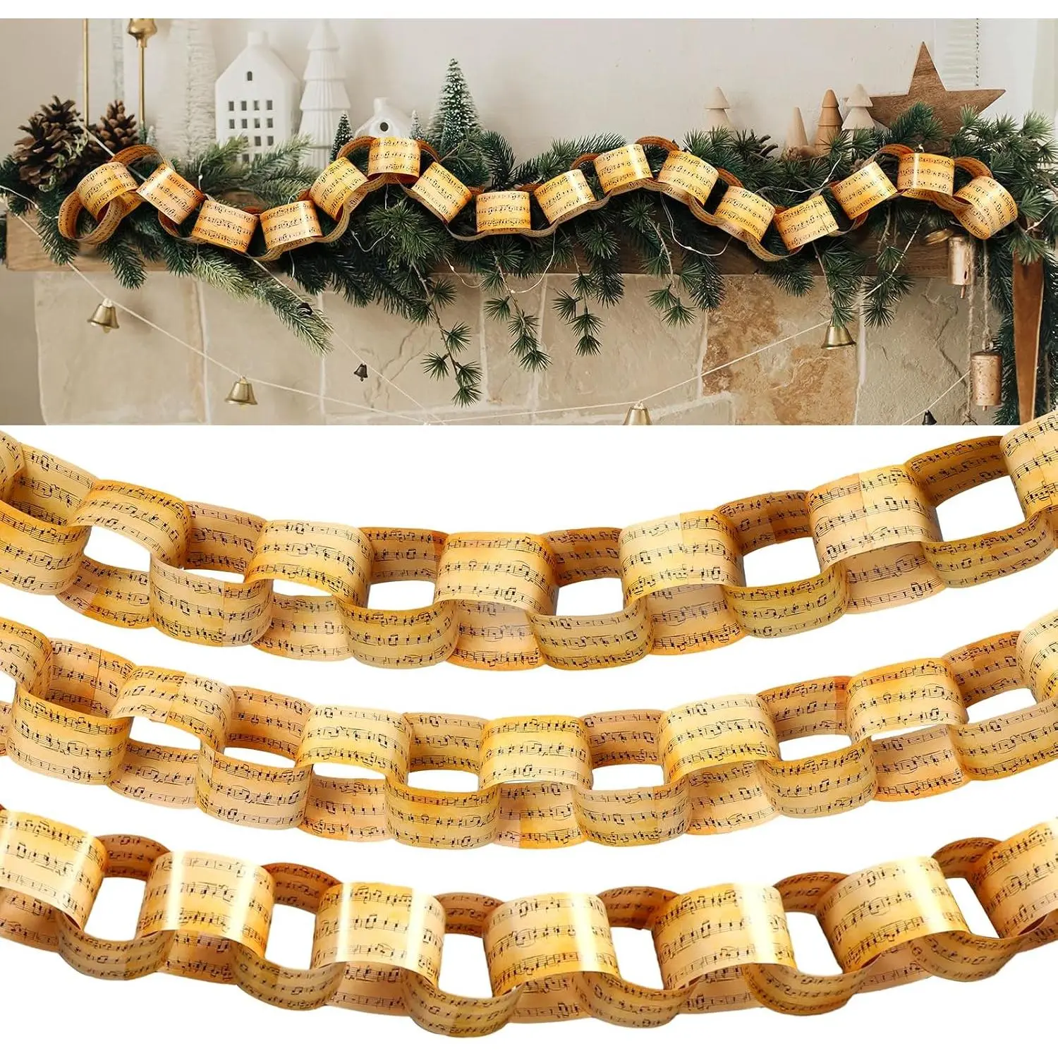 300 count Christmas Paper Chains Strips  Christmas Paper Chains Garland  Note Craft  Papers Craft with Double Sided Tapes for Xmas Tree Decoration