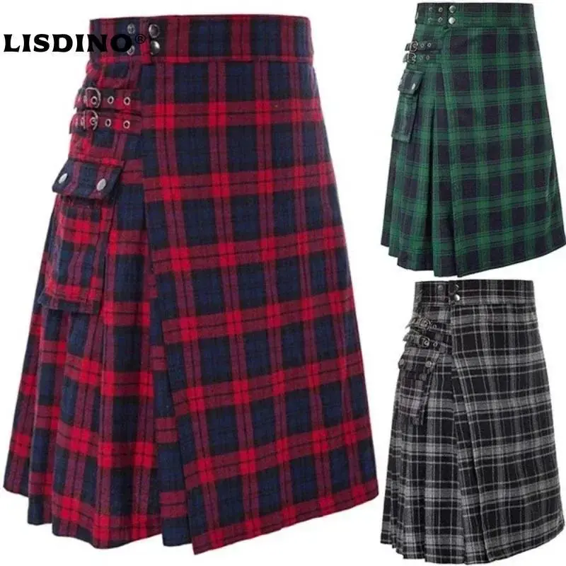 LisdinoKilt For Men Traditional Highland Tartan Utility Kilt Scottish Mens Kilt