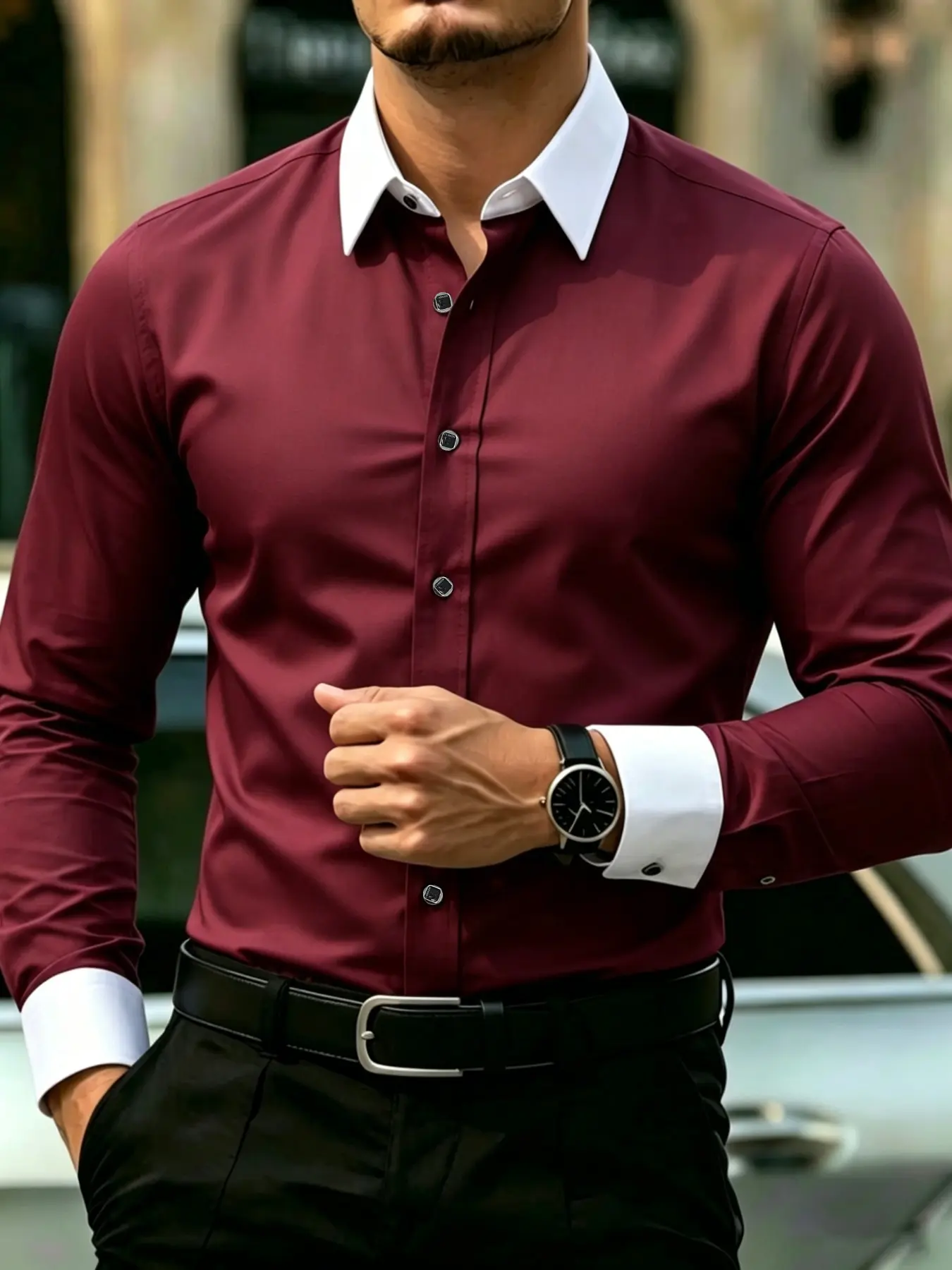 Men's Formal Shirt Collared Csc5711, Casual Business Long Sleeve, Wrinkle-Resistant Quick-Dry, All Seasons, Business Formal Shirts