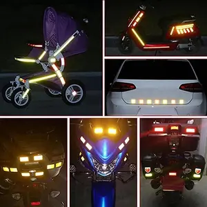 10Pcs/Set Car Bumper Reflective Warning Strip Stickers, Weather Resistant Self-Adhesive Safety Reflective Tape, Improve Night Driving Visibility for SUV Truck Motorcycle Exterior Mod