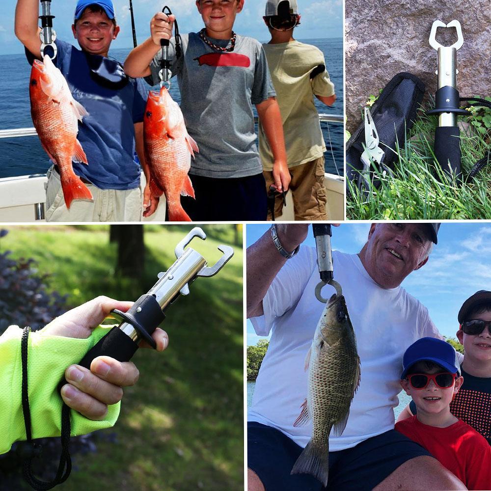 Stainless Steel Fishing Gripper with Storage Bag, Fishing Plier with Lanyard & Bottle Opener, Fishing Tool for Outdoor, Fishing Accessories Kit