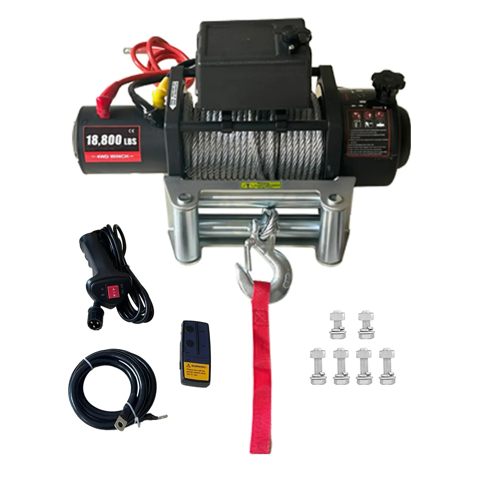 GAOMON 18800lbs Load Capacity Electric Winch Kit with Waterproof IP67 Red Synthetic Rope, Wireless Handheld Remote, 12V Power for Towing UTV Off Road Vehicle, 78ft Cable