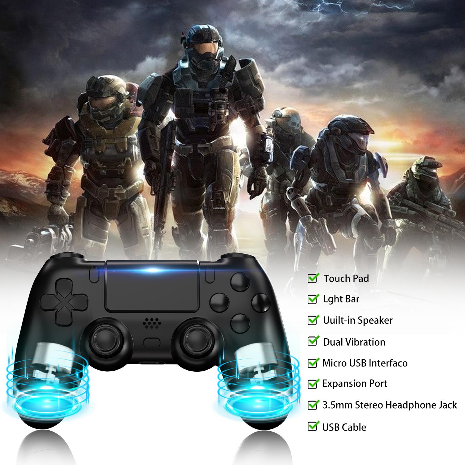 YUYIU Controller for PS4 Wireless Game Controller, Six-AxisHigh.Performance Dual Vibration, with USB ChargingCable, Compatible with Slim/Pro/Pc GamingAccessories