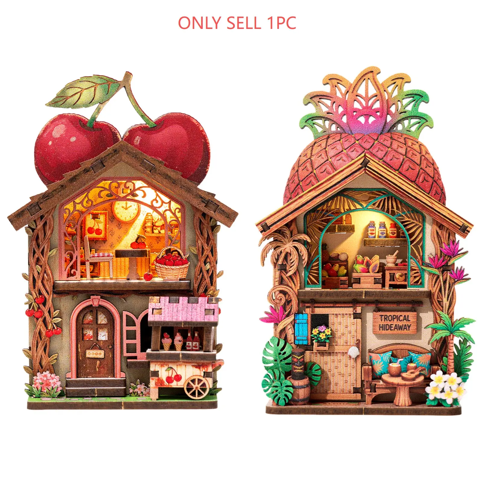 Fridge Magnet DIY Book Nook Kit, 3D Puzzle Toy, Dollhouse Shop Animal Mini House, Creative Assembly Model, Decorative Furniture