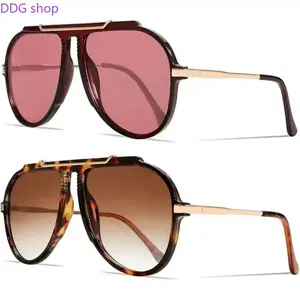 1/2Pcs Oversized Aviator Sunglasses for Women Men 2026 70s Retro Gold Metal Sun Glasses Tangle Free Square Aviator